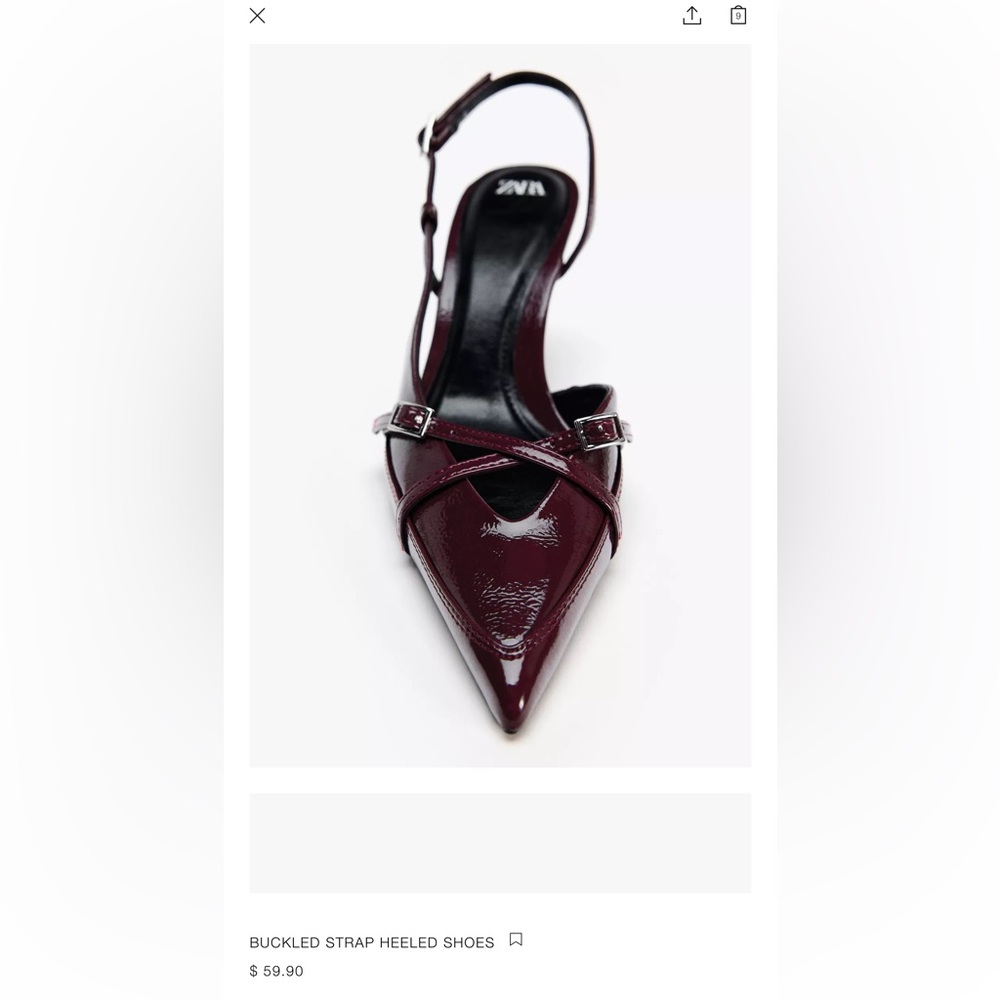 Zara Women's Deep Burgundy Pointed Slingback Heels